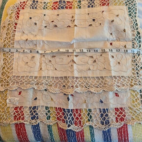 Vintage handmade lace and crochet placemats‎ set of 4 - Picture 6 of 6